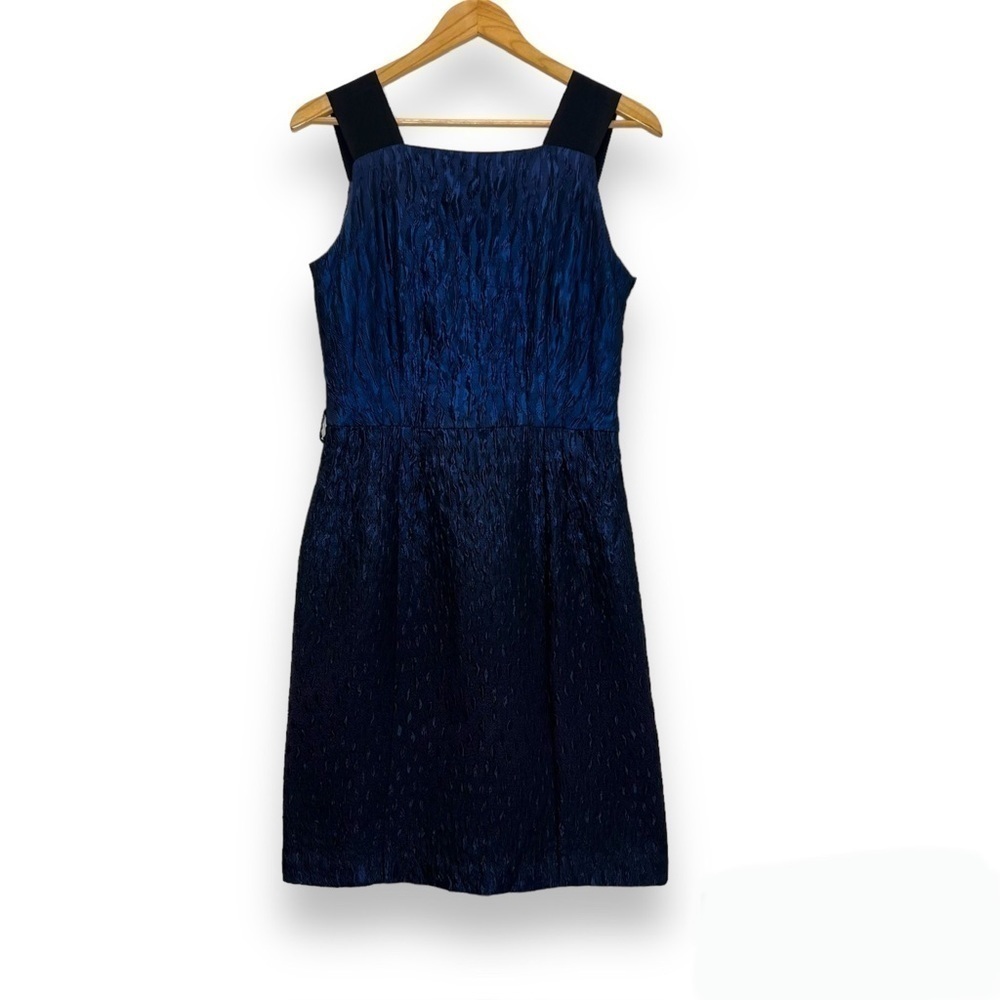 Walter‎ Navy Shimmer Crinkle Sheath Cocktail Dress Women's 6 Ombré Iridescent